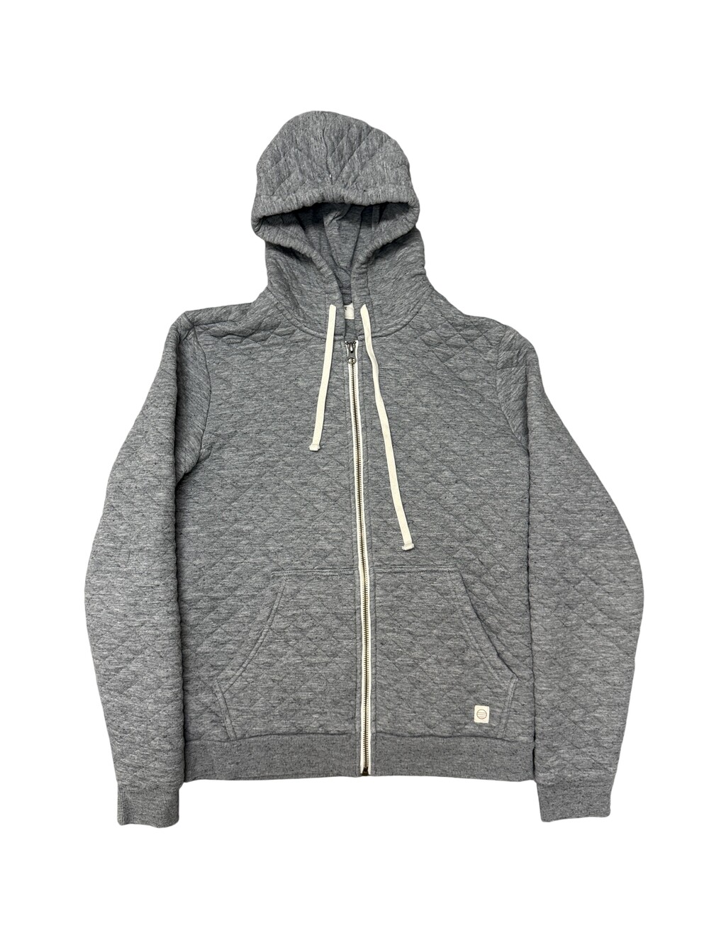 Marine Layer Hoodie Sweatshirt Womens Small Gray Quilted Knit Full Zip Pockets